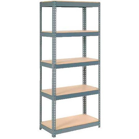 GLOBAL INDUSTRIAL Extra Heavy Duty Shelving 36W x 18D x 84H With 5 Shelves, Wood Deck, Gry B2297340